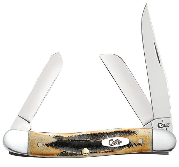 Picture of Case 03578 Stockman  Medium 2.57"/1.88"/1.71" Folding Clip/Sheepsfoot/Spey Plain Mirror Polished Tru-Sharp SS Blade/Brown Jigged 6.5 BoneStag Handle