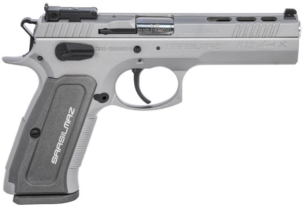 Picture of SAR USA K12STSPX K12 Sport X Duty 9mm Luger Caliber with 4.70" Barrel, 17+1 Capacity, Overall Matte Stainless Finish Steel, Beavertail Frame, Serrated/Ported Slide & Gray Polymer Grip