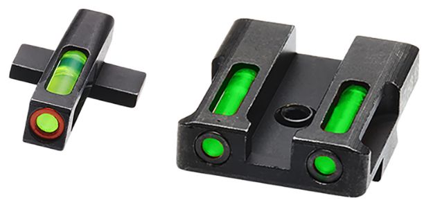 Picture of HiViz XDN521 LiteWave H3 Sight Set for Springfield XD Green Tritium Orange Outline Front Sight-Green Fiber Optic Rear Sight