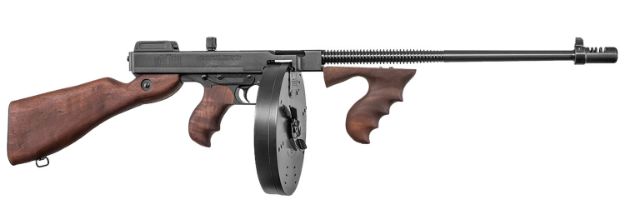 Picture of Thompson T1100D 1927A-1 Deluxe Carbine 45 ACP Caliber with 18" Barrel, 20+1 Capacity (Stick), 100+1 Capacity (Drum), Blued Metal Finish, American Walnut Stock Wood Grip Right Hand