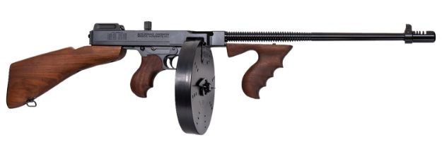 Picture of Thompson T1B100D 1927A-1 Deluxe Carbine 45 ACP Caliber with 18" Barrel, 20+1 Capacity (Stick), 100+1 Capacity (Drum), Blued Metal Finish, American Walnut Removable Fixed Stock & Wood Grip Right Hand