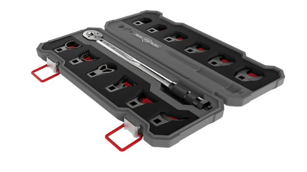 Picture of Real Avid AVMF13WS Master -Fit 13 Piece Crowfoot Wrench Set Gray/Red AR-Platform Heavy Duty Torque Wrench Handle 13 Pieces