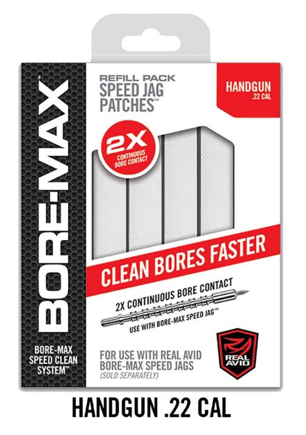 Picture of Real Avid AVBMPATCH4S Bore-Max Speed Jag Patches Refill 22 Cal Handgun 4"S Synthetic 250 Per Box