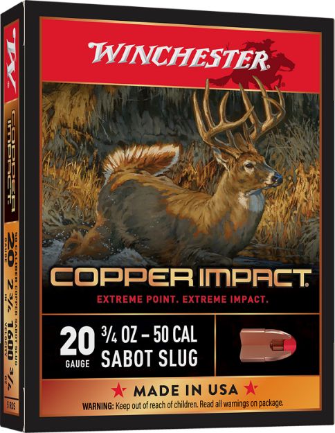 Picture of Winchester Ammo X20CLF Copper Impact  20Gauge 2.75" 3/4oz Sabot Slug Shot 5 Per Box/20 Case