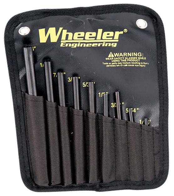 Picture of Wheeler 710910 Roll Pin Punch Set Starter Set Black/Yellow Steel Knurled Handle 9 Pieces