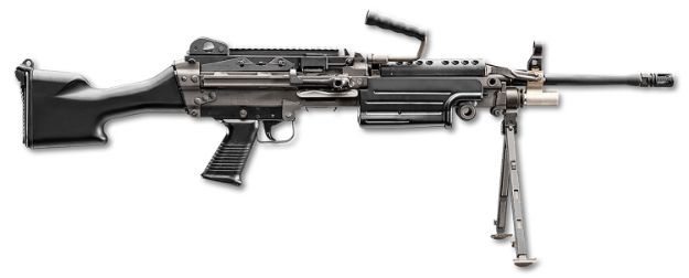 Picture of FN 46100169 M249S  5.56x45mm NATO 18.50" Barrel 30+1 Mag Or 200rd Belt Capacity, Black  Fixed Hydraulic Buffer Stock, Non-Slip Buttplate, Optics Ready