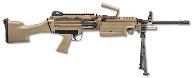 Picture of FN 46100170 M249S  5.56x45mm NATO 18.50" Barrel 30+1 Mag Or 200rd Belt Capacity, Flat Dark Earth Fixed Hydraulic Buffer Stock, Non-Slip Buttplate, Optics Ready