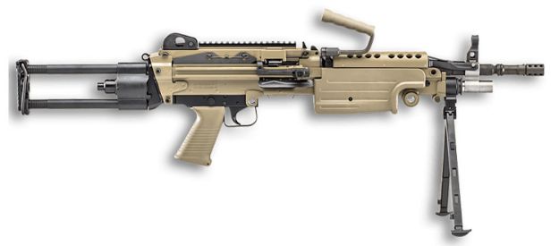 Picture of FN 46100172 M249S Para 5.56x45mm NATO 16.10" Barrel 30+1 Mag Or 200rd Belt Capacity,  Flat Dark Earth Rotating & Telescoping Stock, Hydraulic Recoil Buffer, Non-Slip Buttplate, Optics Ready