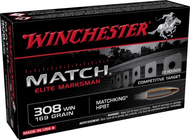 Picture of Winchester Ammo S308M2 Match Elite Marksman 308Win 169gr Sierra MatchKing BTHP 20 Per Box/10 Case