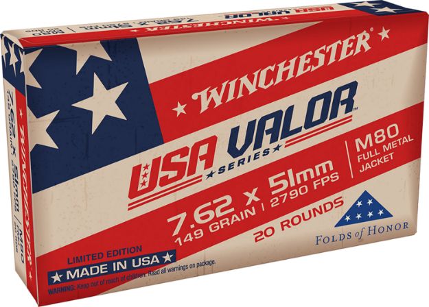 Picture of Winchester Ammo USAVM80X USA Valor M80 7.62x51mmNATO 149gr Full Metal Jacket 20 Per Box/25 Case