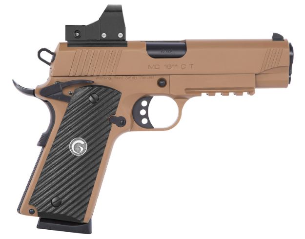 Picture of EAA GIRSAN 390075 MC1911 C TV Carry Frame 45 ACP 8+1, 4.40" Black Steel Barrel, Desert Earth Serrated Slide & Steel Frame w/Beavertail & Picatinny Rail, EAA Far-Dot, Ambidextrous