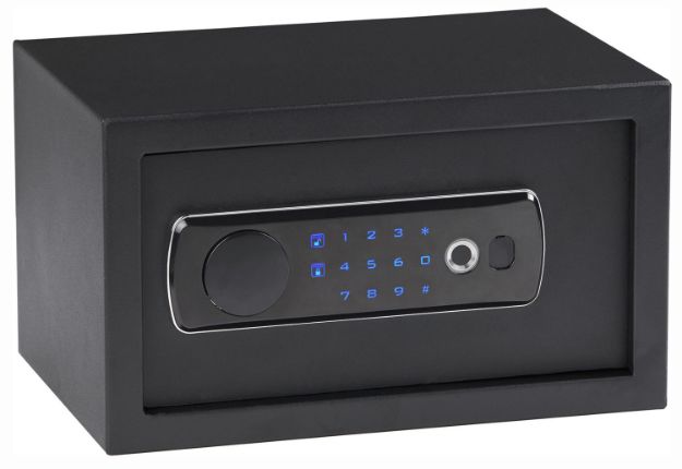 Picture of Bulldog BD5010 Duo  Digital Keypad/Biometric/Key Entry Black Powder Coat Steel Holds 1 Handgun LED Keypad