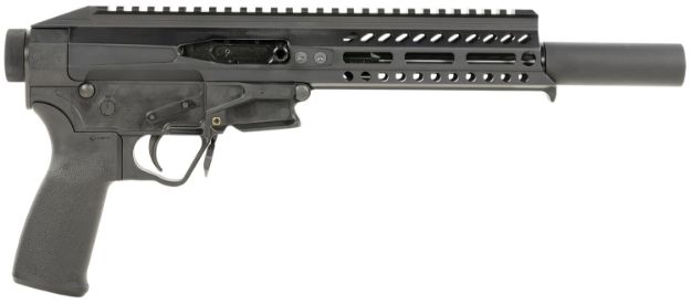 Picture of Patriot Ordnance Factory 01837 Rebel  22 LR 8" Barrel w/Faux Suppressor, Black Anodized Upper Receiver/Polymer Lower, 7" M-LOK Free-Float Handguard, QD Endcap, MFT Grips, Accepts 10/22 Magazines