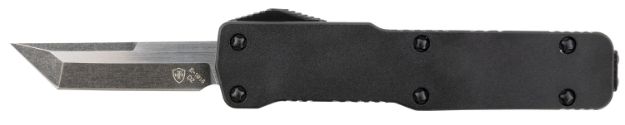 Picture of Templar Knife CABR221 Premium Lightweight Micro 1.85" OTF Tanto Plain Black Oxide Stonewashed Powdered D2 Steel Blade/3.50" Black Rubber/Aluminum Handle Features California Legal