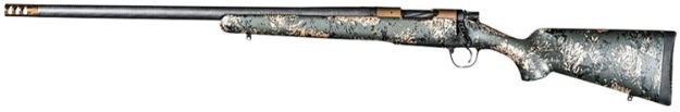 Picture of Christensen Arms 8010620800 Ridgeline FFT 6.5 PRC 3+1 20" Carbon Fiber/Threaded Barrel, Burnt Bronze Cerakote, Green with Black/Tan Accents Stock, Left Hand