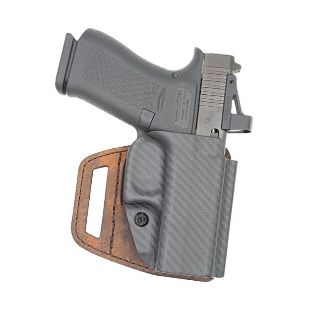 Picture of Versacarry VSL211G43 V-Slide  OWB Brown Leather/Polymer Belt Slide Fits Glock 43 Right Hand