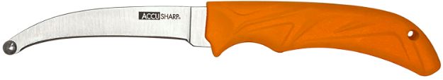 Picture of AccuSharp 734C AccuZip  4" Fixed Plain Stainless Steel/ Blade Blaze Orange Ergonomic Anti-Slip Rubber Handle