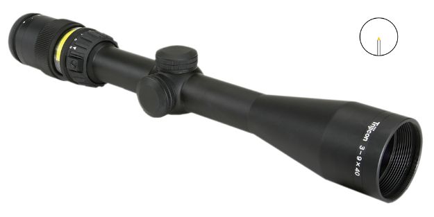 Picture of Trijicon 200000 AccuPoint  Black Hardcoat Anodized 3-9x40mm 1" Tube Illuminated Amber Triangle Post Reticle