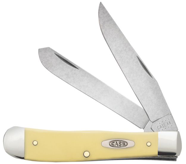 Picture of Case 00161 Trapper  3.25"/3.27" Folding Clip Point/Spey Plain Tumble Polish Chrome Vanadium Steel Blade/Yellow Synthetic Handle