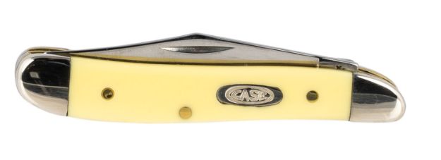 Picture of Case 00030 Peanut  2.10"/1.53" Folding Clip/Pen Plain Tumble Polish Chrome Vanadium Blade/Smooth Yellow Synthetic Handle