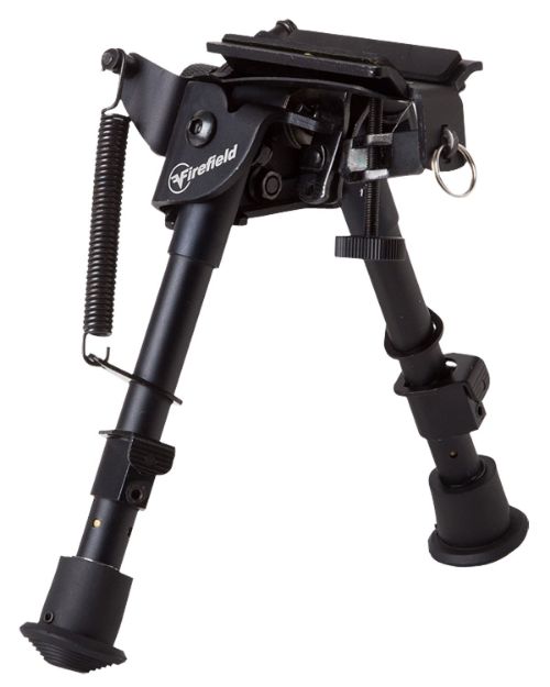 Picture of Firefield FF34023 Compact  Bipod 6-9" Black Aluminum Swivel Stud Attachment or Picatinny Rail (Adapter Included)