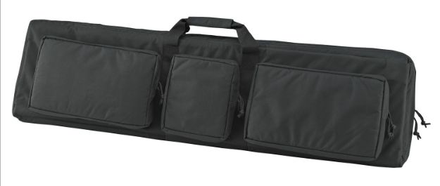 Picture of US PeaceKeeper P30049 3-Gun Case Water Resistant Black 600D Polyester w/ 3 Padded Pockets Zippered Handgun Case Webbing System & Thick Padding