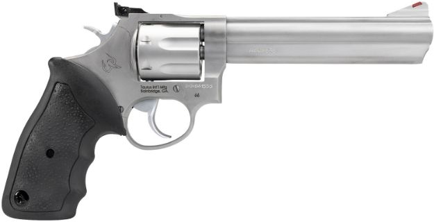 Picture of Taurus 2660069 66  38 Special +P or 357 Mag 7 Shot 6" Barrel, Overall Matte Finish Stainless Steel, Finger Grooved Black Rubber Grip, Adjustable Rear Sight