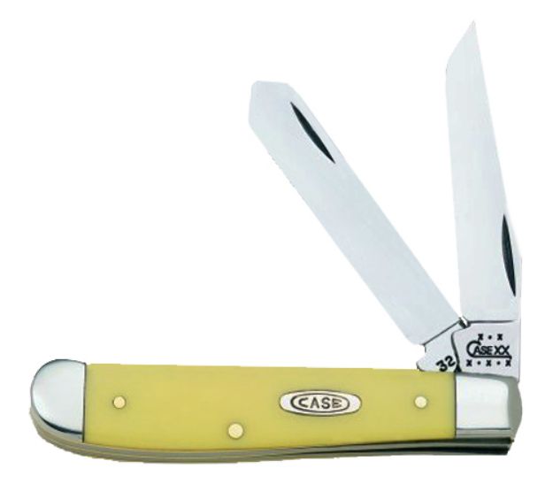 Picture of Case 00029 Trapper  Mini 2.70"/2.75" Folding Clip Point/Spey Plain Tumble Polish Chrome Vanadium Steel Blade/Smooth Yellow Synthetic Handle