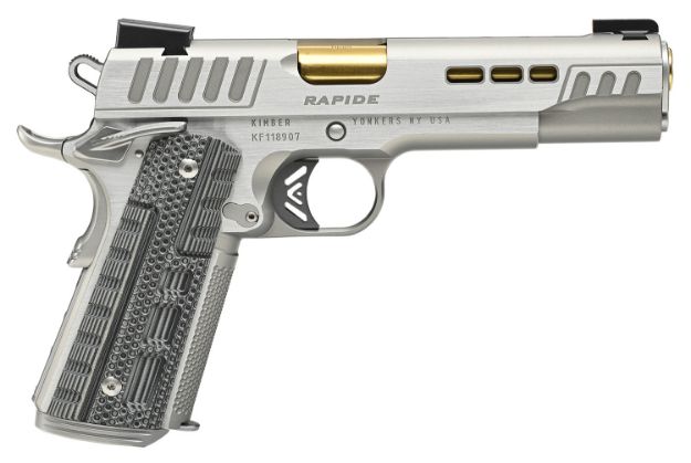 Picture of Kimber Mfg.,inc 3000424  Rapide Dawn 10mm 8+1 5" Silver/KimPro II w/ Brush Polished Flats Stainless Steel Slide G10 Grip