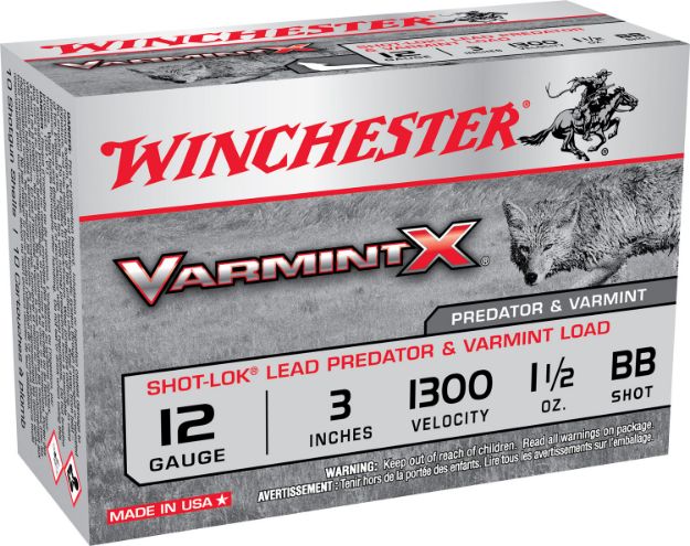 Picture of Winchester Ammo X123VBB Varmint X Shot-Lok 12Gauge 3" 1 1/2oz BBShot 10 Per Box/10 Case