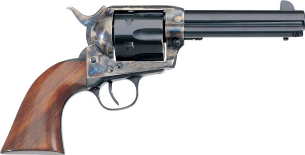 Picture of Taylors & Company 550893 1873 Cattleman SAO 357 Mag Caliber with 4.75" Blued Finish Barrel, 6rd Capacity Blued Finish Cylinder, Color Case Hardened Finish Steel Frame & Walnut Grip