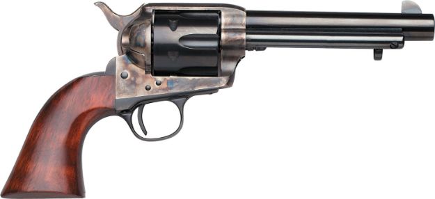 Picture of Taylors & Company 550903 1873 Cattleman SAO 357 Mag Caliber with 5.50" Blued Finish Barrel, 6rd Capacity Blued Finish Cylinder, Color Case Hardened Finish Steel Frame & Walnut Grip