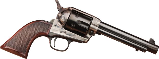 Picture of Taylors & Company 556205DE Short Stroke Smoke Wagon  357 Mag 6rd 5.50" Blued Cylinder & Barrel Color Case Hardened Steel Frame Checkered Walnut Navy Size Grip (Taylor Tuned)