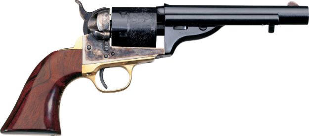 Picture of Taylors & Company 550721 1851 Open-Top 45 Colt (LC) Caliber with 5.50" Blued Finish Barrel, 6rd Capacity Blued Finish Cylinder, Color Case Hardened Finish Steel Frame & Walnut Navy Size Grip