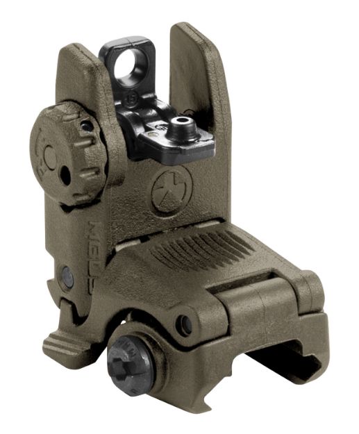 Picture of Magpul MAG248-ODG MBUS Sight Rear  Olive Drab Green Polymer, Spring-Loaded Flip Up for AR-15/ M16