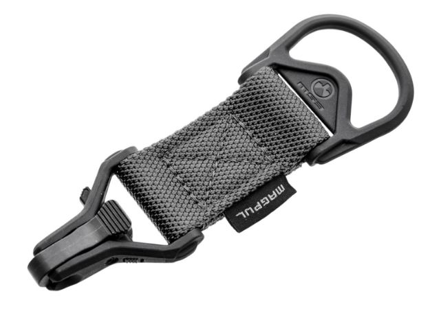 Picture of Magpul MAG516-GRY MS1/MS3 Sling Adapter made of Steel with Stealth Gray Melonite Finish, Polymer Hardware, Nylon 1.25" Webbing & Two to One-Point Design for AR-15, M4 & M16