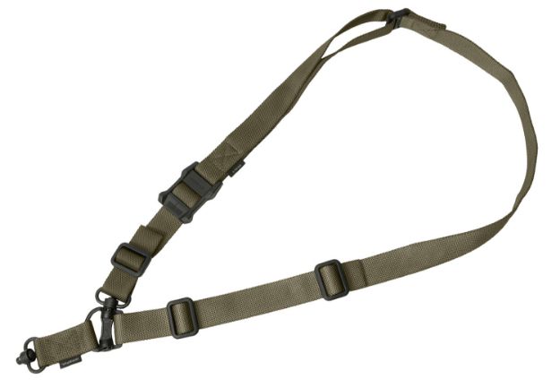 Picture of Magpul MAG518-RGR MS4 Sling GEN2 made of Ranger Green Nylon Webbing with 1.25" W, Adjustable One-Two Point Design & 2 QD Push Button Swivels for AR-Platforms