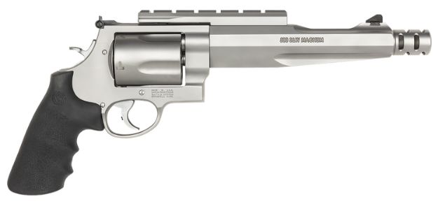 Picture of Smith & Wesson 170299 Model 500 Performance Center  500 S&W Mag Stainless Steel 7.50" Barrel With Muzzle Brake & 5rd   Cylinder, Matte Stainless Steel X-Frame, Chromed Hammer & Trigger With Stop