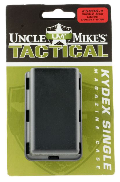 Picture of Uncle Mike's 50361 Kydex Single Mag Case Single Black Kydex Belt Clip 45 ACP 10mm Auto Belts 1.75" Wide