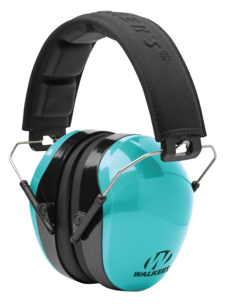 Picture of Walker's GWPDCPMLTL Advanced Protection Passive Muff 26 dB Over the Head Aqua Blue/Black Polymer