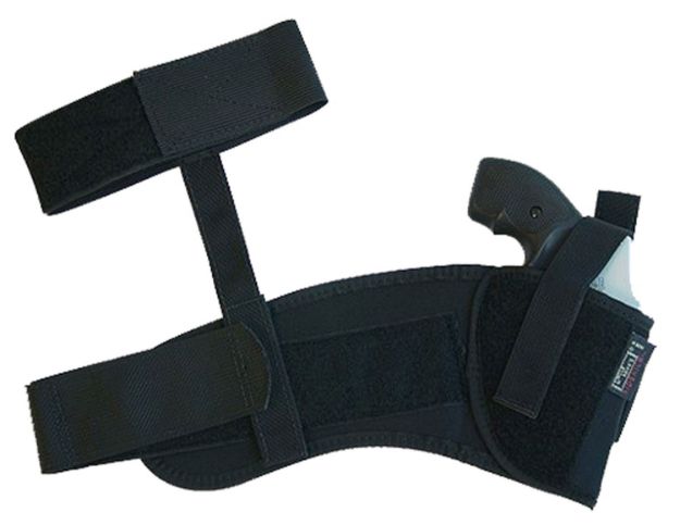 Picture of Uncle Mike's 88201 Ankle Holster Ankle Size 0 Black Kodra Nylon Velcro Fits Sm Frame 5rd Revolver w/Hammer Spur Fits 2" Barrel Right Hand