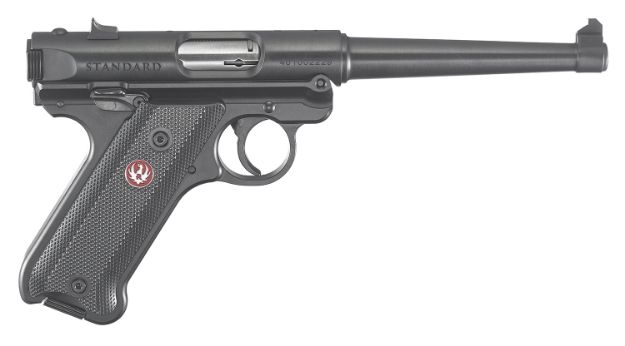 Picture of Ruger 40105 Mark IV  22 LR 10+1 6" Satin Stainless Tapered Barrel, Blued Steel Slide & Aluminum Frame Checkered Synthetic Grip