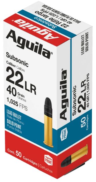 Picture of Aguila 1B220269 Subsonic Rimfire 22LR 40gr Lead Solid Point 50 Per Box/20 Case