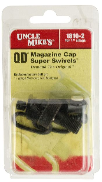 Picture of Uncle Mike's 18102 Mag Cap Swivel Set made of Steel with Blued Finish, 1" Loop Size & Quick Detach Style for 12 Gauge Mossberg 500 Includes Two Super Swivels