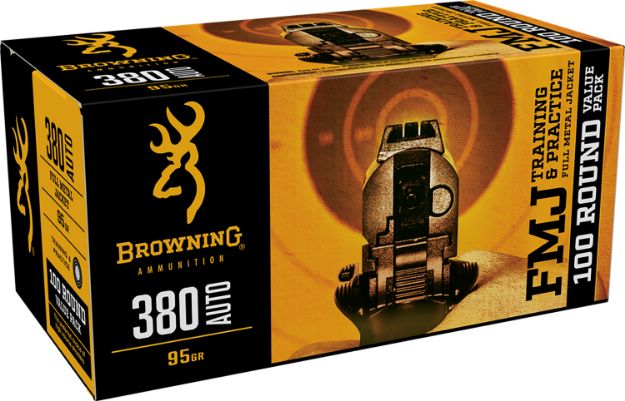 Picture of Browning Ammo B191803804 FMJ Value Pack 380ACP 95gr Full Metal Jacket 100 Per Box/5 Case