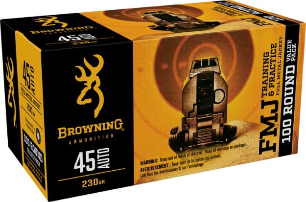 Picture of Browning Ammo B191800454 FMJ Value Pack 45ACP 230gr Full Metal Jacket 100 Per Box/5 Case