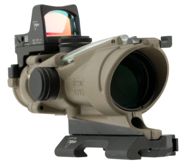 Picture of Trijicon 100554 ACOG ECOS Combo Flat Dark Earth 4x32mm Illuminated Green Crosshair .223/5.56 BDC Reticle