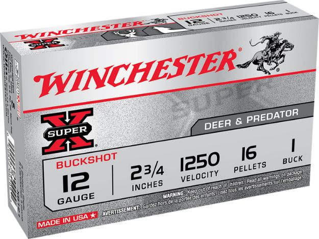 Picture of Winchester Ammo XB121 Super X  12Gauge 2.75" 1Buck Shot 5 Per Box/50 Case