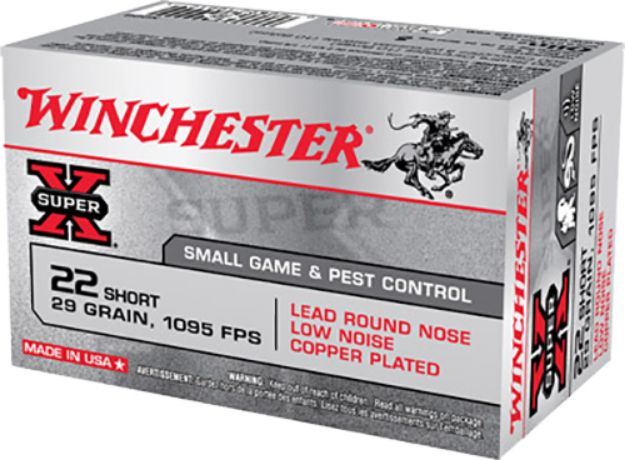 Picture of Winchester Ammo X22S Super X  22Short 29gr Lead Round Nose Low Noise Copper Plated 50 Per Box/100 Case