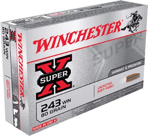 Picture of Winchester Ammo X2431 Super X  243Win 80gr Jacketed Soft Point 20 Per Box/10 Case